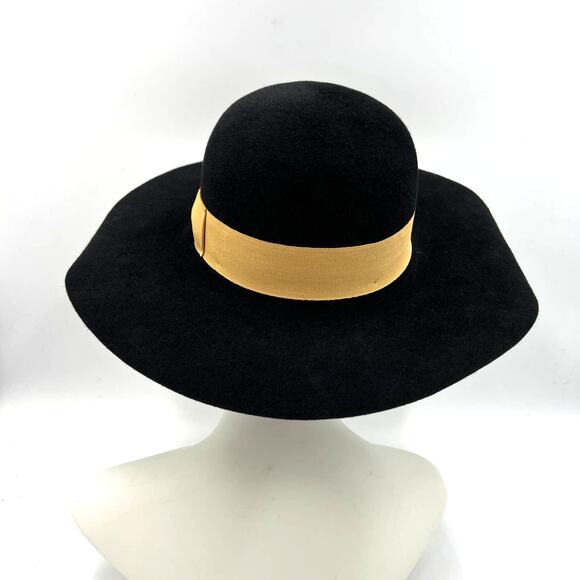 Pierre Cardin Wool Felt Brim Hat Boho Black Winter Fall main image 4